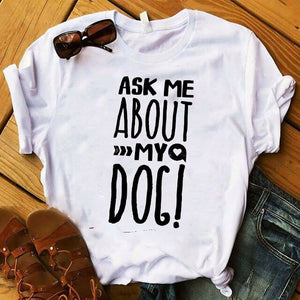 Fashion Women T Graphic Top Tshirt Love Dog Leopard Printed Summer Cute Letters Female Tee Shirt Femme Ladies Clothes T-shirt