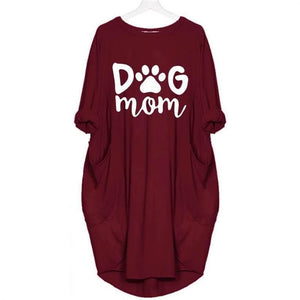 2019 DOG MOM Letters Print Tshirt For Women Pocket Plus Size T-Shirt Female Women Femme Plus Size Fall Club Tops T-shirts New