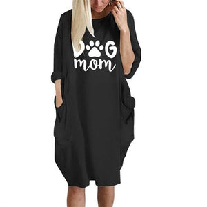 2019 DOG MOM Letters Print Tshirt For Women Pocket Plus Size T-Shirt Female Women Femme Plus Size Fall Club Tops T-shirts New