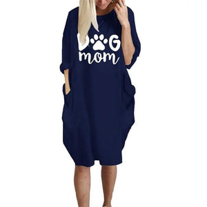 2019 DOG MOM Letters Print Tshirt For Women Pocket Plus Size T-Shirt Female Women Femme Plus Size Fall Club Tops T-shirts New