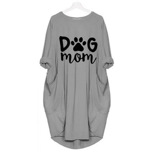 2019 DOG MOM Letters Print Tshirt For Women Pocket Plus Size T-Shirt Female Women Femme Plus Size Fall Club Tops T-shirts New