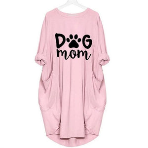 2019 DOG MOM Letters Print Tshirt For Women Pocket Plus Size T-Shirt Female Women Femme Plus Size Fall Club Tops T-shirts New