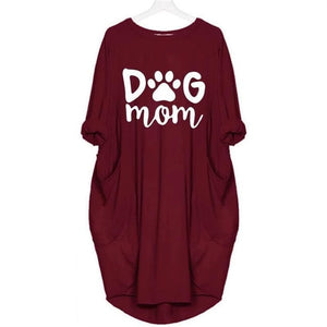 2019 DOG MOM Letters Print Tshirt For Women Pocket Plus Size T-Shirt Female Women Femme Plus Size Fall Club Tops T-shirts New