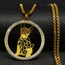 Load image into Gallery viewer, 2019 Fashion Bull Terrier Crystal Stainless Steel Necklaces for Women Silver Color Dog Necklace Jewelry collier femme N186729
