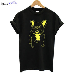 Summer women cotton french bulldog print t shirt women casual dog print t-shirt for girls short sleeve women tshirt tops