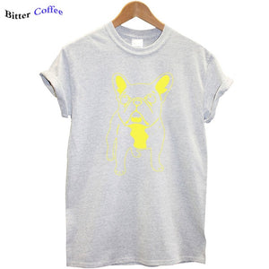 Summer women cotton french bulldog print t shirt women casual dog print t-shirt for girls short sleeve women tshirt tops