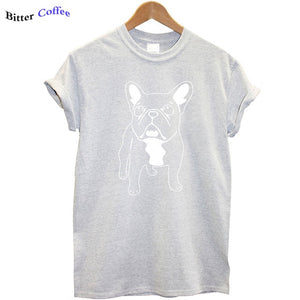 Summer women cotton french bulldog print t shirt women casual dog print t-shirt for girls short sleeve women tshirt tops