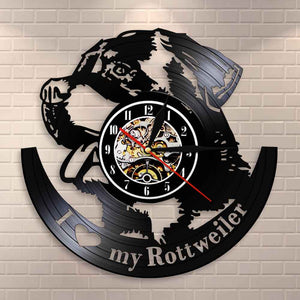 I Love Rottweiler Rottie Love Home Art Decor Wall Clock German Dog Breed Rottweiler Vinyl Record Wall Clock Dog Pet Shop Gift