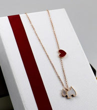 Load image into Gallery viewer, 2018 Lovely Dog &amp; heart Necklace, Gift Jewelry Rose gold color Titanium Steel Cubic Zirconia pendant necklace,three colors
