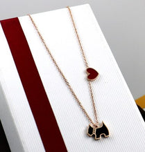 Load image into Gallery viewer, 2018 Lovely Dog &amp; heart Necklace, Gift Jewelry Rose gold color Titanium Steel Cubic Zirconia pendant necklace,three colors
