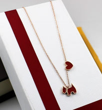 Load image into Gallery viewer, 2018 Lovely Dog &amp; heart Necklace, Gift Jewelry Rose gold color Titanium Steel Cubic Zirconia pendant necklace,three colors
