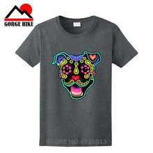Load image into Gallery viewer, Parody Amstaff T Shirt Smiling Pit Bull In White Day Of The Dead Pitbull Sugar Skull Dog T-Shirt Cute Men Tee Shirt Beach Tshirt

