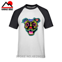 Load image into Gallery viewer, Parody Amstaff T Shirt Smiling Pit Bull In White Day Of The Dead Pitbull Sugar Skull Dog T-Shirt Cute Men Tee Shirt Beach Tshirt
