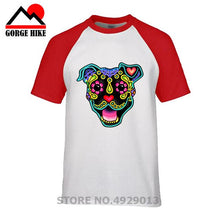 Load image into Gallery viewer, Parody Amstaff T Shirt Smiling Pit Bull In White Day Of The Dead Pitbull Sugar Skull Dog T-Shirt Cute Men Tee Shirt Beach Tshirt
