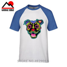Load image into Gallery viewer, Parody Amstaff T Shirt Smiling Pit Bull In White Day Of The Dead Pitbull Sugar Skull Dog T-Shirt Cute Men Tee Shirt Beach Tshirt
