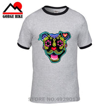 Load image into Gallery viewer, Parody Amstaff T Shirt Smiling Pit Bull In White Day Of The Dead Pitbull Sugar Skull Dog T-Shirt Cute Men Tee Shirt Beach Tshirt
