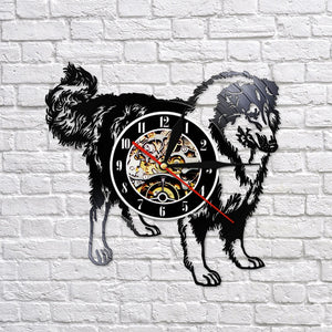 Schnauzer Dog Breed Wall Watch Rough Collie Club Vinyl Record Wall Clock Puppy Animal Hound Pet Store Wall Art Decorative Clock