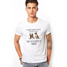 Load image into Gallery viewer, Funny Harajuku Tshirt Men A Woman Cannot Survive On Coffee Alone She Also Needs A Boxer Dog Male T-shirt Printed Clothes Tops
