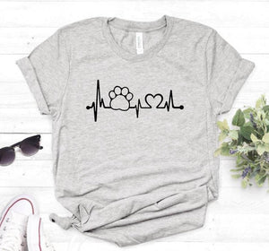 Paw Heartbeat Lifeline dog cat Women tshirt Cotton Casual Funny t shirt For Lady Girl Top Tee Hipster 6 Colors Drop Ship Z-1104