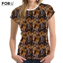 Load image into Gallery viewer, FORUDESIGNS Casual T shirts Women 2019 Cute Dog Dachshund Print Women's T-shirts Stylish O Neck Tshirts Plus Size Tumblr Clothes
