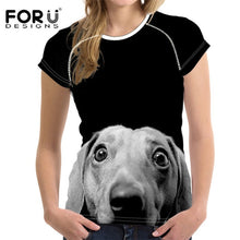 Load image into Gallery viewer, FORUDESIGNS Casual T shirts Women 2019 Cute Dog Dachshund Print Women's T-shirts Stylish O Neck Tshirts Plus Size Tumblr Clothes
