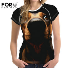 Load image into Gallery viewer, FORUDESIGNS Casual T shirts Women 2019 Cute Dog Dachshund Print Women's T-shirts Stylish O Neck Tshirts Plus Size Tumblr Clothes
