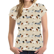 Load image into Gallery viewer, FORUDESIGNS Casual T shirts Women 2019 Cute Dog Dachshund Print Women's T-shirts Stylish O Neck Tshirts Plus Size Tumblr Clothes
