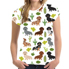 Load image into Gallery viewer, FORUDESIGNS Casual T shirts Women 2019 Cute Dog Dachshund Print Women's T-shirts Stylish O Neck Tshirts Plus Size Tumblr Clothes
