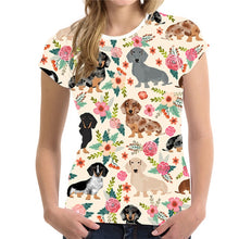 Load image into Gallery viewer, FORUDESIGNS Casual T shirts Women 2019 Cute Dog Dachshund Print Women's T-shirts Stylish O Neck Tshirts Plus Size Tumblr Clothes
