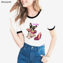 Load image into Gallery viewer, Vogue funny t shirt women French bulldog like shoes Art tshirt femme Summer tops female T-Shirt Cute Dog Casual harajuku shirt
