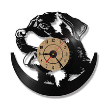 Load image into Gallery viewer, Hollow Rottweiler Dog 3D LED Lighting Wall Clock Modern Design Vinyl Record Clock Amimal Silhouette Room Decor Hanging Clock
