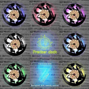 Hollow Rottweiler Dog 3D LED Lighting Wall Clock Modern Design Vinyl Record Clock Amimal Silhouette Room Decor Hanging Clock