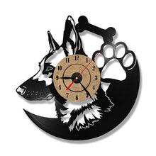 Load image into Gallery viewer, Hollow Rottweiler Dog 3D LED Lighting Wall Clock Modern Design Vinyl Record Clock Amimal Silhouette Room Decor Hanging Clock
