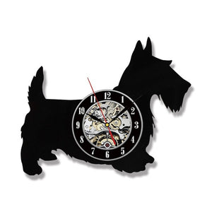 Hollow Rottweiler Dog 3D LED Lighting Wall Clock Modern Design Vinyl Record Clock Amimal Silhouette Room Decor Hanging Clock