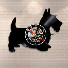 Load image into Gallery viewer, Scottie Dog Wall Clock Scottish Terrier Dog Breed Vinyl Record Wall Clock Personalized Puppy Pet Home Decor Dog Lover Gift
