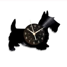 Load image into Gallery viewer, Dog Wall Clock Scottish Terrier Dog Breed LED Vinyl Record Wall Clock Personalized Puppy Pet Home Decor Dog Lover
