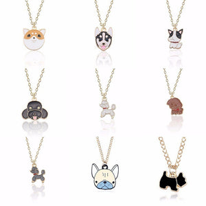 Cute Dog Necklace For Women Animals Puppy Doggy Pendant Kawaii Shiba Inu Husky Poodle Necklaces&Pendants Christmas Xmas Jewelry