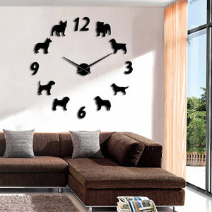 3D Explosive Dog Digital Acrylic Mirror Wall Clock European Living Room Large Wall Eva Wall Gifts Wall Clock Modern Design