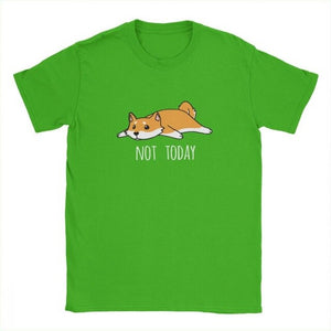 Mens Tshirt Not Today Shiba Inu Dog Tees Funny T Shirts for Men Short Sleeve Clothes High Quality Tee Shirt 100% Cotton Tops