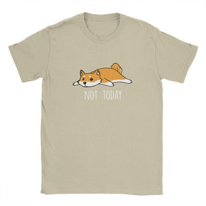 Mens Tshirt Not Today Shiba Inu Dog Tees Funny T Shirts for Men Short Sleeve Clothes High Quality Tee Shirt 100% Cotton Tops