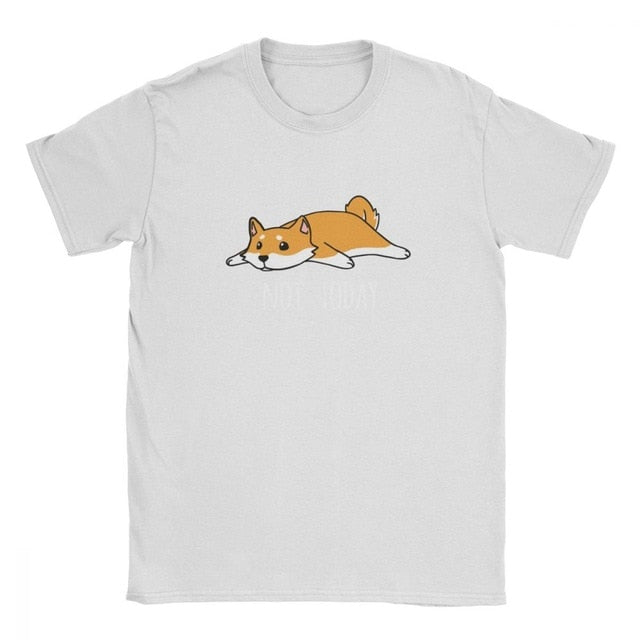 Mens Tshirt Not Today Shiba Inu Dog Tees Funny T Shirts for Men Short Sleeve Clothes High Quality Tee Shirt 100% Cotton Tops