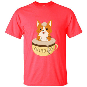 Funny New Design Corgpuccino Corgi Dog Best Seller Tshirt Man Summer Men Women T-Shirts Round Collar T-Shirt Clothes Tee Tops