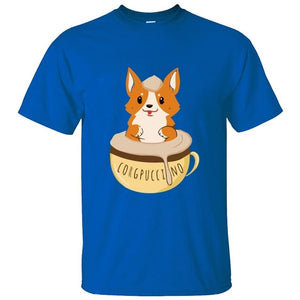 Funny New Design Corgpuccino Corgi Dog Best Seller Tshirt Man Summer Men Women T-Shirts Round Collar T-Shirt Clothes Tee Tops