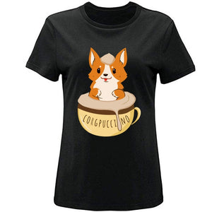 Funny New Design Corgpuccino Corgi Dog Best Seller Tshirt Man Summer Men Women T-Shirts Round Collar T-Shirt Clothes Tee Tops