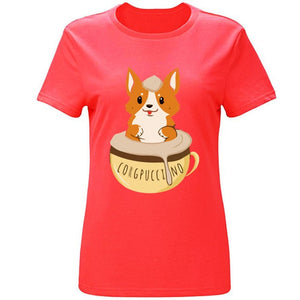 Funny New Design Corgpuccino Corgi Dog Best Seller Tshirt Man Summer Men Women T-Shirts Round Collar T-Shirt Clothes Tee Tops