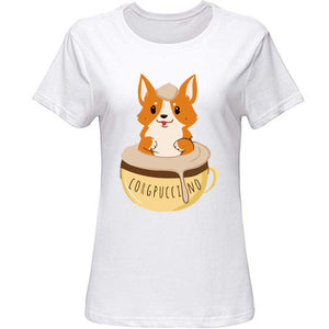 Funny New Design Corgpuccino Corgi Dog Best Seller Tshirt Man Summer Men Women T-Shirts Round Collar T-Shirt Clothes Tee Tops