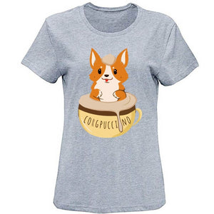 Funny New Design Corgpuccino Corgi Dog Best Seller Tshirt Man Summer Men Women T-Shirts Round Collar T-Shirt Clothes Tee Tops