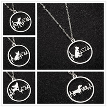 Load image into Gallery viewer, Oly2u Stainless Steel Bull Terrier Bulldog Chihuahua Dachshunds Necklaces Pendants Lovely ECG Heartbeat Dog Necklaces for Women

