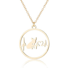 Load image into Gallery viewer, Oly2u Stainless Steel Bull Terrier Bulldog Chihuahua Dachshunds Necklaces Pendants Lovely ECG Heartbeat Dog Necklaces for Women
