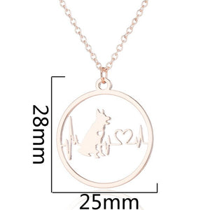 Oly2u Stainless Steel Bull Terrier Bulldog Chihuahua Dachshunds Necklaces Pendants Lovely ECG Heartbeat Dog Necklaces for Women